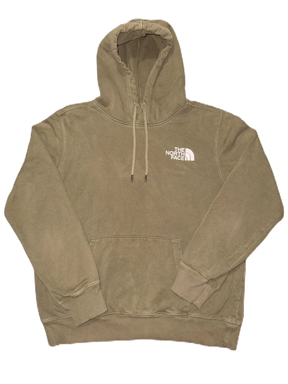 The North Face M Never Stop Exploring Hoodie Olive Green Logo Cotton Sweatshirt